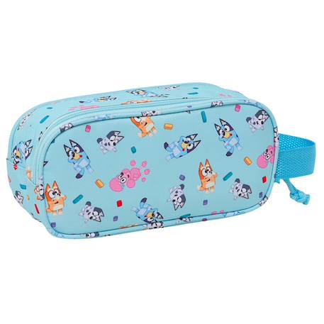 Trousse double bluey en tissu néoprène aspect textile imprimé 3d Bleu / bleu / ciel / blanc 3 - vertbaudet enfant 