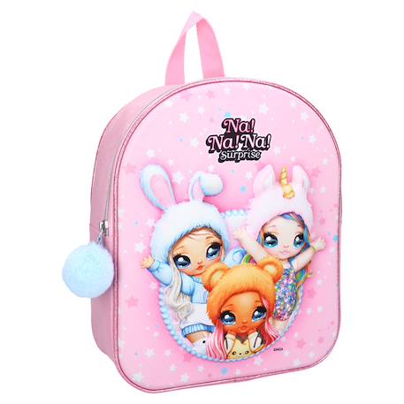 Sac à dos enfant na! Na! Na! Surprise 31 cm avec pompon Blanc / rose / foncé / blanc 1 - vertbaudet enfant 
