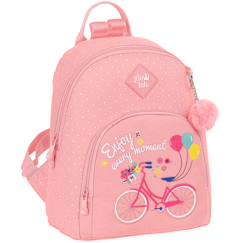 Mini sac à dos fille en textile à petits pois glowlab "enjoy every moment" 30 cm  - vertbaudet enfant