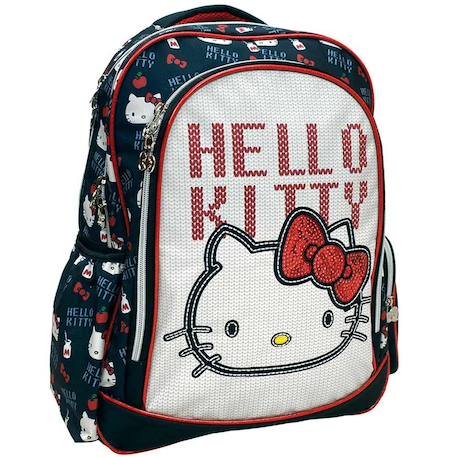 Sac à dos hello kitty avec nœud à sequins et 2 compartiments Bleu marine 1 - vertbaudet enfant 