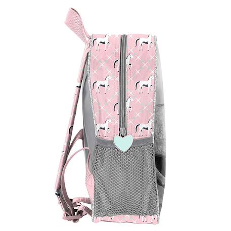 Sac à dos maternelle paso toile effet canvas motif cheval 3d Blanc / rose / clair / blanc 3 - vertbaudet enfant 