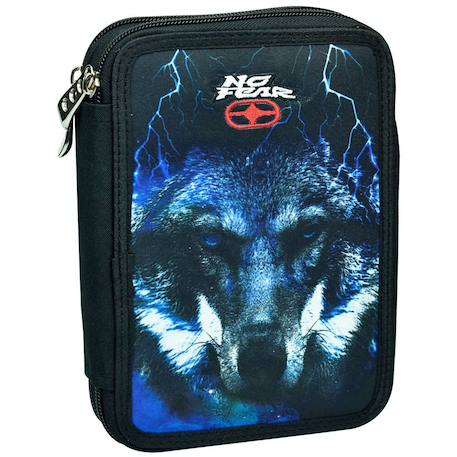 Fille-Accessoires-Cartable, trousse-Trousse garçon double zippée loup de la nuit cmp en matériaux résistants