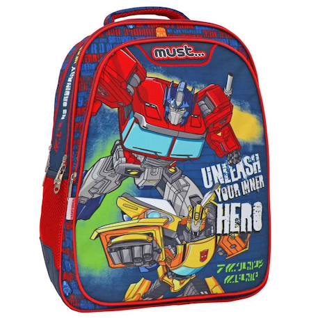 Sac à dos garçon 2 compartiments transformers hero 43 cm Bleu / rouge 1 - vertbaudet enfant 