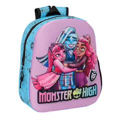 -Sac à dos scolaire fille 3d en textile monster high
