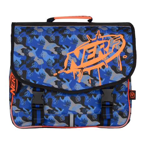 Cartable primaire motif camouflage nerf playground 2 compartiments 38 cm Bleu / orange / gris 2 - vertbaudet enfant 