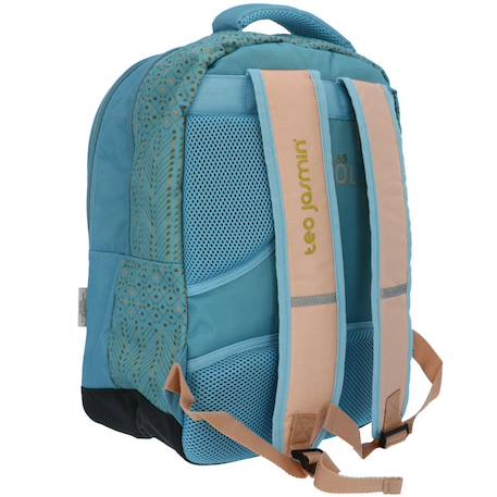 Sac à dos enfant teo jasmin jasmine cat 42 cm à 2 compartiments zippés Bleu+Multicolore+Turquoise/gris/blanc 8 - vertbaudet enfant 