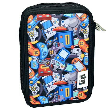 Trousse garçon zippée garnie thème jeux vidéo matière résistante 20 cm Noir / multicolore 2 - vertbaudet enfant 