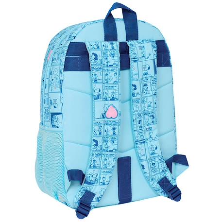 Sac à dos scolaire imprimé peanuts en textile snoopy Bleu / rose / clair 3 - vertbaudet enfant 