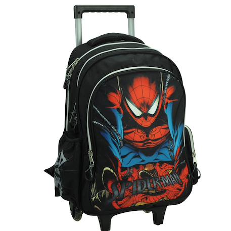 Trolley scolaire garçon spider-man en textile Noir / rouge / bleu 1 - vertbaudet enfant 
