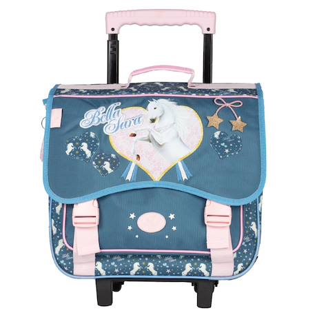 Cartable trolley fille bella sara imprimé cheval 38 cm Bleu / rose 2 - vertbaudet enfant 