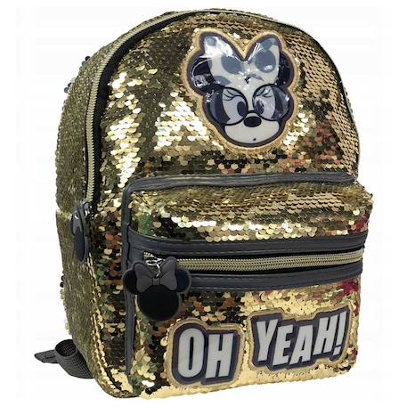 Sac à dos maternelle à sequins minnie disney 'oh yeah !' 27 cm Blanc / doré / noir 1 - vertbaudet enfant 