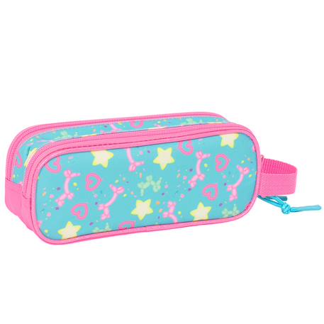 Trousse double tissu synthétique recyclé Blanc / rose / gris 2 - vertbaudet enfant 