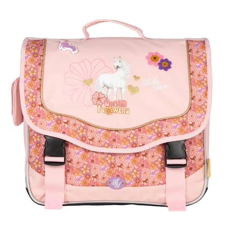 Cartable 38 cm dream and flowers - 2 compartiments à fermeture éclair Rose+Rose pastel 4 - vertbaudet enfant 