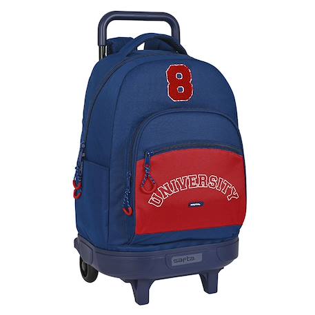 Sac à dos trolley garçon university avec base rigide et 2 compartiments 45 cm Bleu / rouge 1 - vertbaudet enfant 