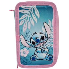 Trousse garnie zippée 3 compartiments imprimé stitch hawai disney 20 cm  - vertbaudet enfant