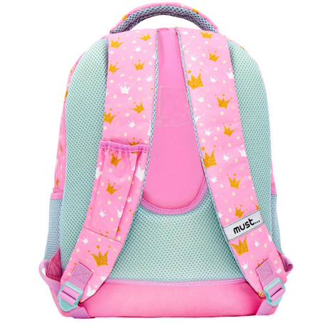 Sac à dos scolaire avec 2 compartiments little princess 43 cm Blanc / rose / bleu 2 - vertbaudet enfant 