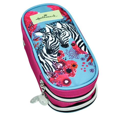 Garçon-Accessoires-Cartable, trousse-Trousse ovale hallmark imprimé zèbre deux compartiments