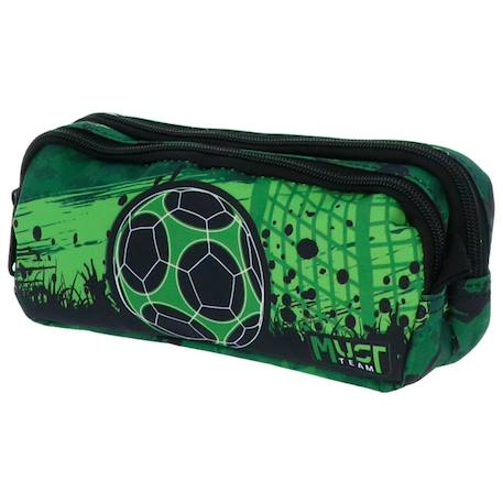 Garçon-Accessoires-Cartable, trousse-Trousse rectangulaire rembourrée polyester double compartiment must