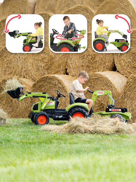 Tractopelle à pédales avec excavatrice arrière et remorque Jaune Komatsu+Vert 8 - vertbaudet enfant 