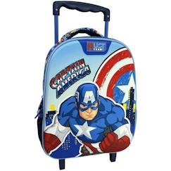 Sac à dos garçon chariot maternelle captain america 2 compartiments 34x20x44 cm avengers  - vertbaudet enfant