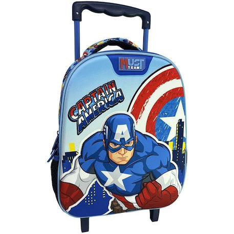 Sac à dos garçon chariot maternelle captain america 2 compartiments 34x20x44 cm avengers Bleu / bleu / marine / bleu 1 - vertbaudet enfant 