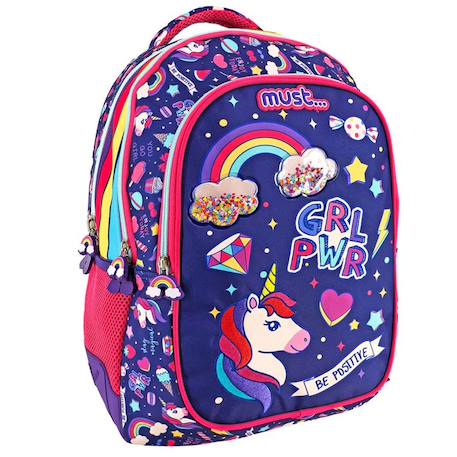 Sac à dos fille licorne polyester imprimé Bleu marine 1 - vertbaudet enfant 