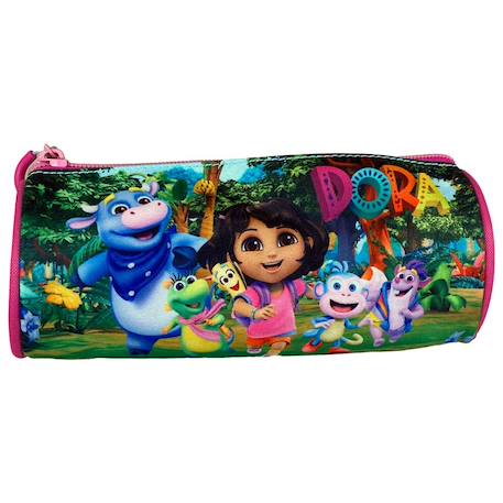 Garçon-Accessoires-Cartable, trousse-Trousse ronde dora lexploratrice et ses amis en tissu résistant 21 cm