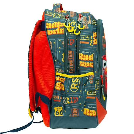 Sac à dos cars road trip 2 compartiments zippés 45 cm Noir / jaune / gris / rouge 3 - vertbaudet enfant 
