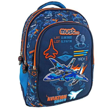 Sac à dos aviation cmp 43 cm – 2 compartiments zippés + poche frontale Bleu foncé 1 - vertbaudet enfant 