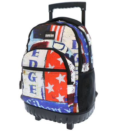 Sac à dos trolley garçon ranking imprimé drapeau rétro 46 cm Noir / blanc / gris / rouge 2 - vertbaudet enfant 