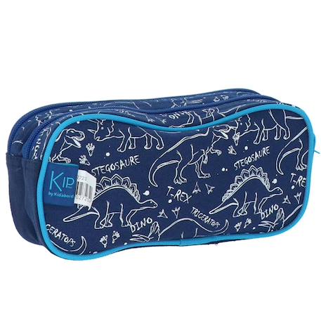 Trousse rectangulaire toile motif dinosaures kid abord Bleu marine/gris froid 3 - vertbaudet enfant 