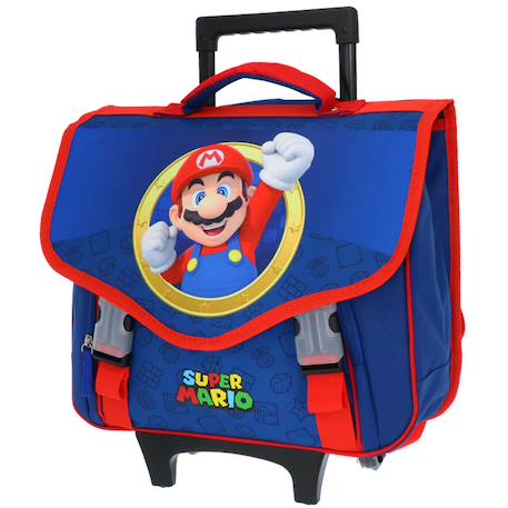 Cartable à roulettes super mario bros - 2 compartiments 41 cm Bleu / rouge 1 - vertbaudet enfant 