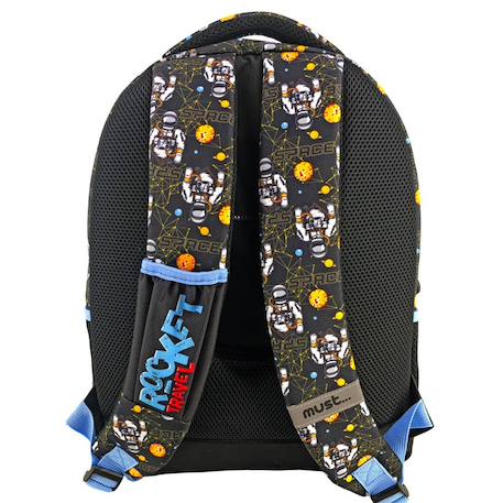 Sac à dos scolaire garçon 2 compartiments astronaute rocket travel 43 cm Noir / bleu / blanc 2 - vertbaudet enfant 