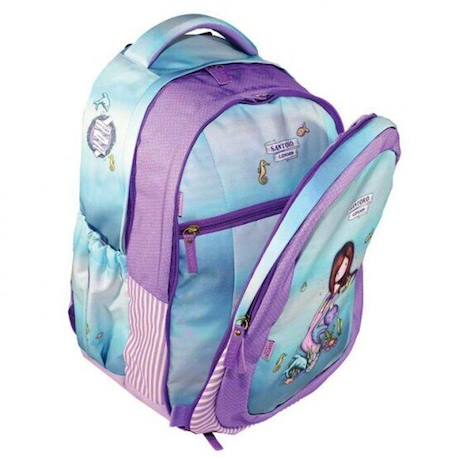 Sac à dos fille 2-en-1 à motif 44 cm Bleu / violet+Pêche+Rose/multicolore 3 - vertbaudet enfant 