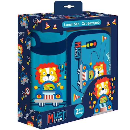 Set boîte à déjeuner et biberon en pvc aventure lion Jaune 1 - vertbaudet enfant 