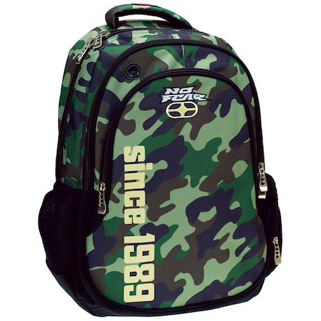 Sac à dos camouflage armée 45 cm à 2 compartiments zippés Vert foncé 1 - vertbaudet enfant 