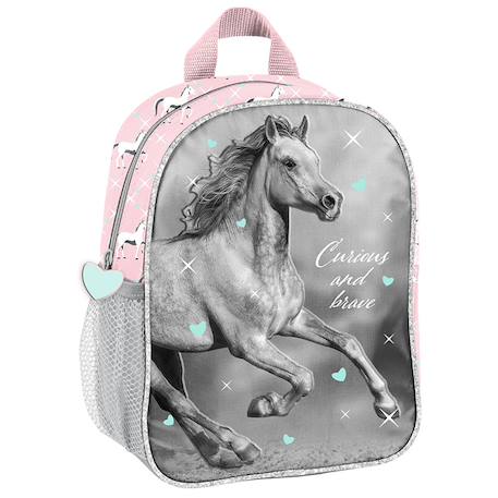 Fille-Sac à dos maternelle fille paso toile effet canvas motif cheval 3d