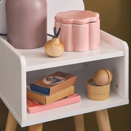 Table de chevet chambre enfant, pieds en pin Blanc+Rose+Vert 1 - vertbaudet enfant 