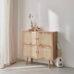 Chambre et rangement-Chambre-Commode enfant décor bois 4 portes en cannage
