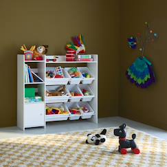 Chambre et rangement-Rangement-Meuble de rangement enfant 9 bacs de rangement, 4 étagères, 1 porte