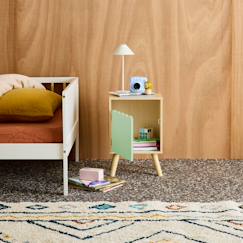Chambre et rangement-Chambre-Table de chevet enfant décor bois 1 porte, pieds bois de pin - 34 x 23,5 x 52 cm  - azur