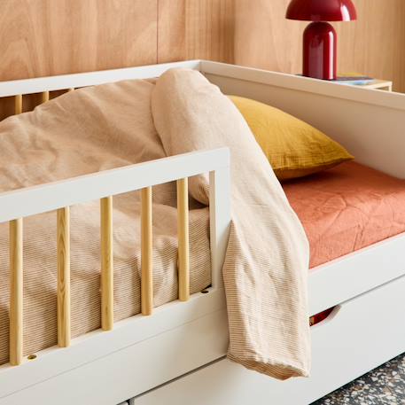Lit enfant 90 x 190 cm pin naturel sommier à lattes inclus vert et blanc - elio Blanc+Vert 1 - vertbaudet enfant 