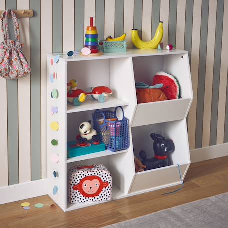 Meuble de rangement enfant, 3 étagères et 2 espaces de rangement Blanc+Rose+Vert 1 - vertbaudet enfant 