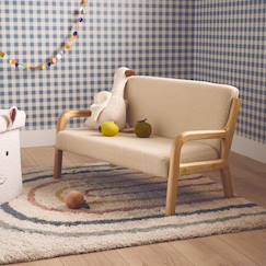 Chambre et rangement-Banquette scandinave enfant en bois et tissu bouclette 2 places