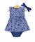 Ensemble robe + bas 100% coton bébé fille Fond bleu imprime blanc 2 - vertbaudet enfant 