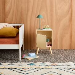 Chambre et rangement-Chambre-Table de chevet enfant décor bois 1 porte, pieds bois de pin - 34 x 23,5 x 52 cm  - azur