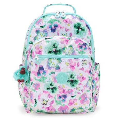 Sac à dos scolaire fille kipling seoul en tissu synthétique imprimé floral Vert/rose 2 - vertbaudet enfant 