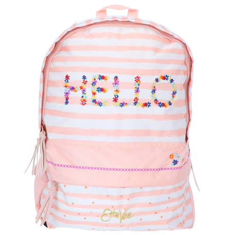 Sac à dos 2 compartiments toile imprimée ettavee hello Rose pastel/menthe/blanc/beige 2 - vertbaudet enfant 