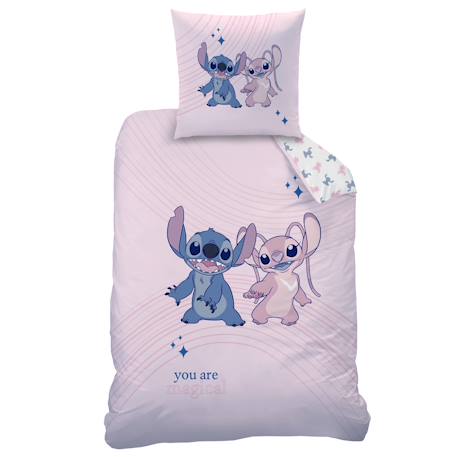 Parure de lit imprimée réversible 100% coton, disney home stitch amour Rose 3 - vertbaudet enfant 