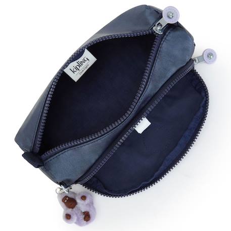 Trousse kipling cute 22 cm à 2 compartiments zippés look métallisé Bleu / bleu / ciel / bleu 3 - vertbaudet enfant 